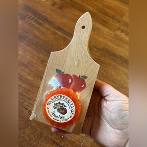 vintage Yankee Candle Spiced Apple wax tart on Wood Apple Charcuterie Board